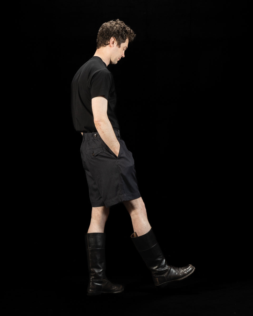 MotivMfg Oblique Shorts - Dark Navy Herringbone Tussah Silk - Standard & Strange