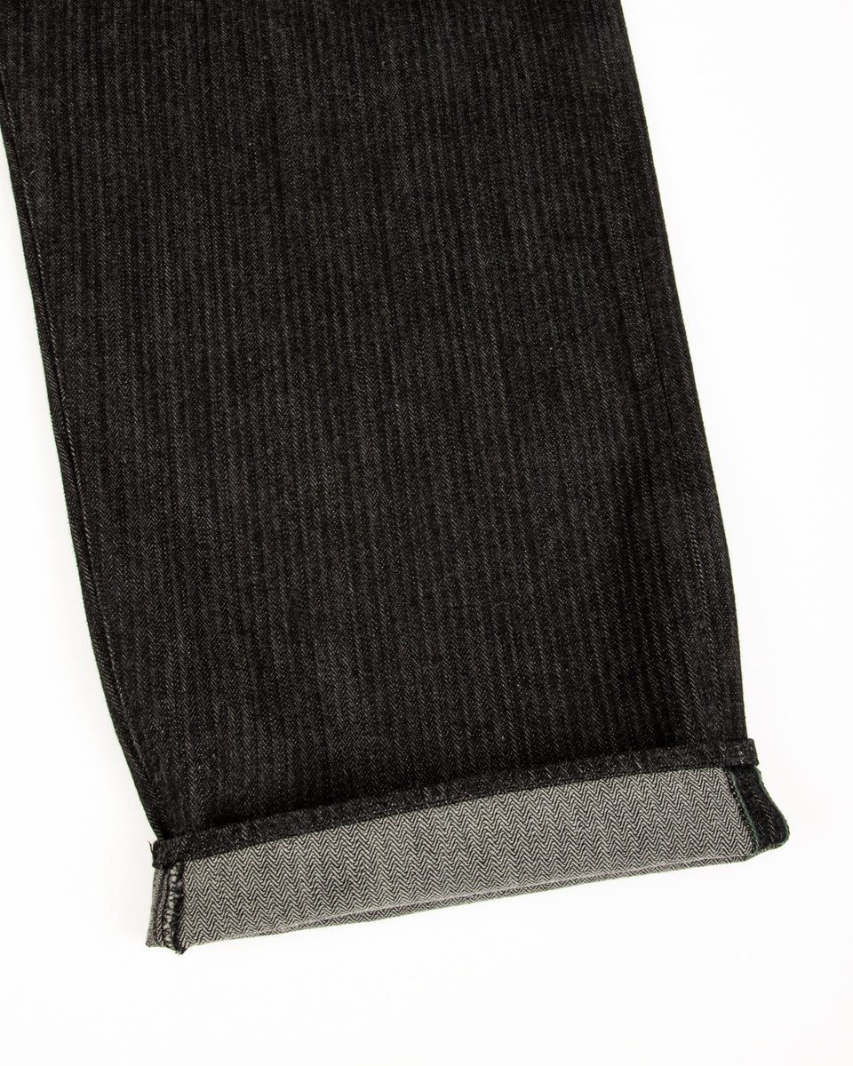 MotivMfg Pleat Denim Trousers - Black Herringbone Denim - Standard & Strange