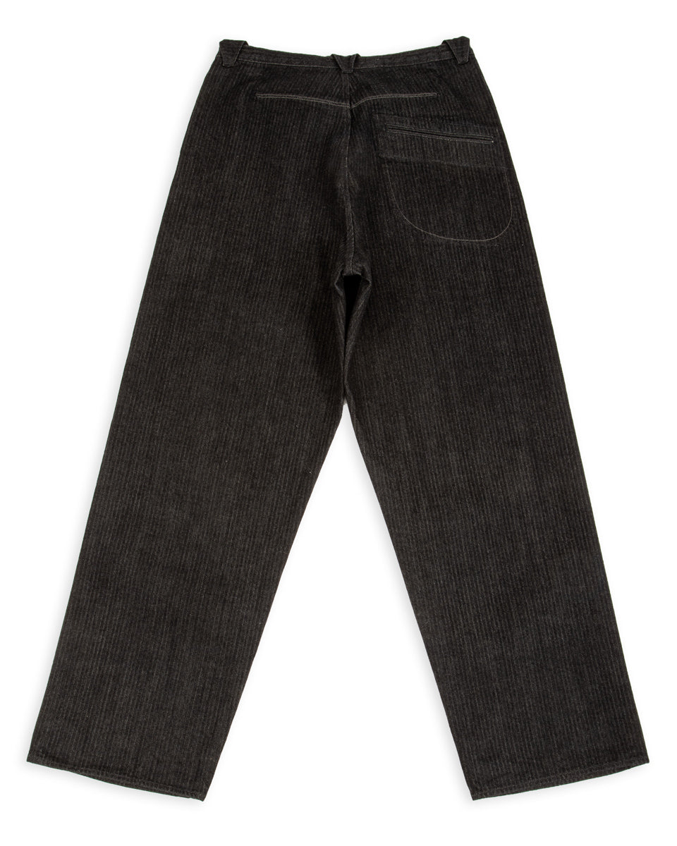 MotivMfg Pleat Denim Trousers - Black Herringbone Denim - Standard & Strange