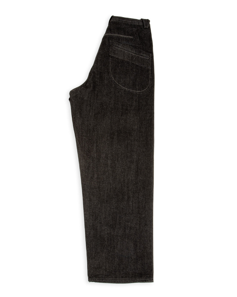 MotivMfg Pleat Denim Trousers - Black Herringbone Denim - Standard & Strange
