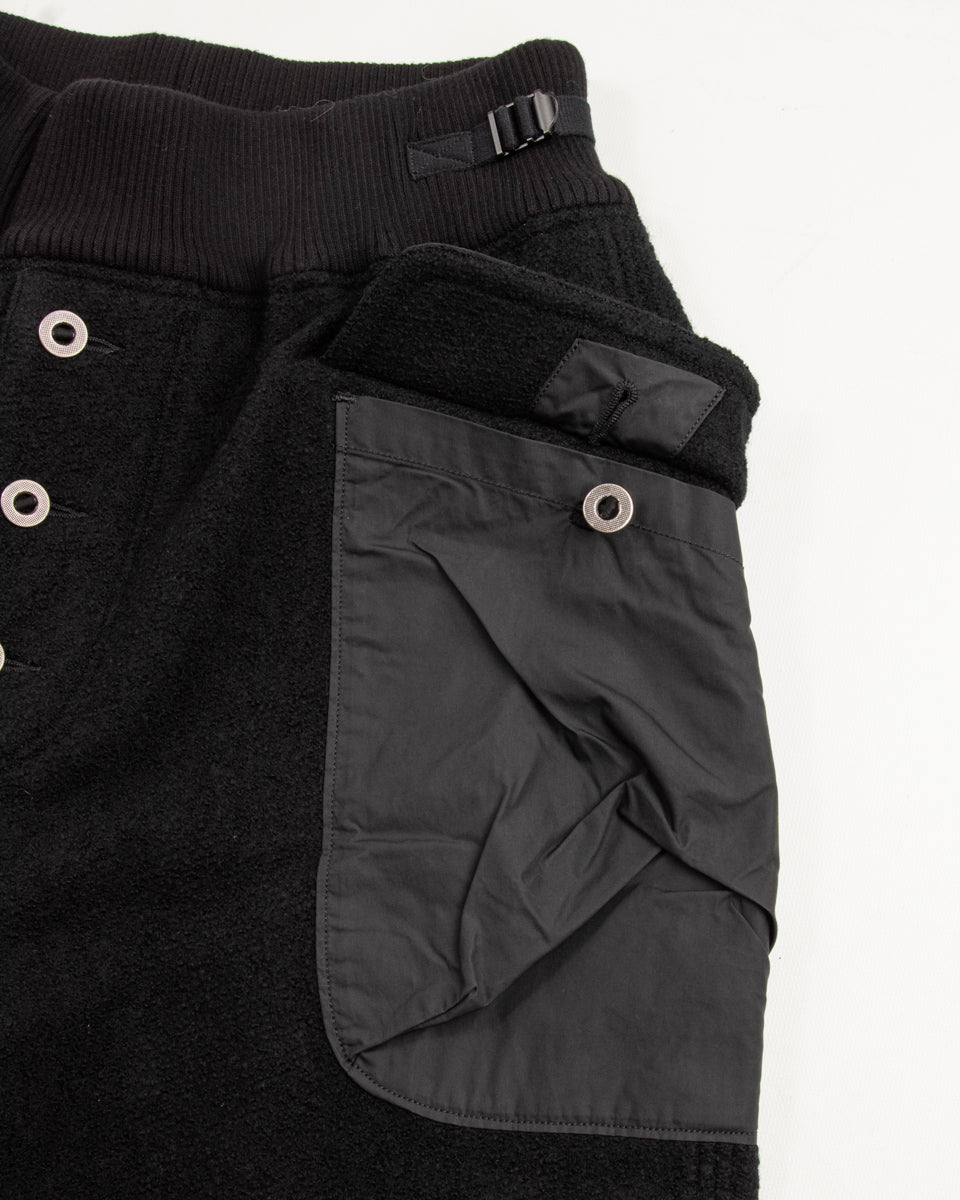 MotivMfg British Army Sweat Pants - Black Wool Boucle Knit - Standard & Strange
