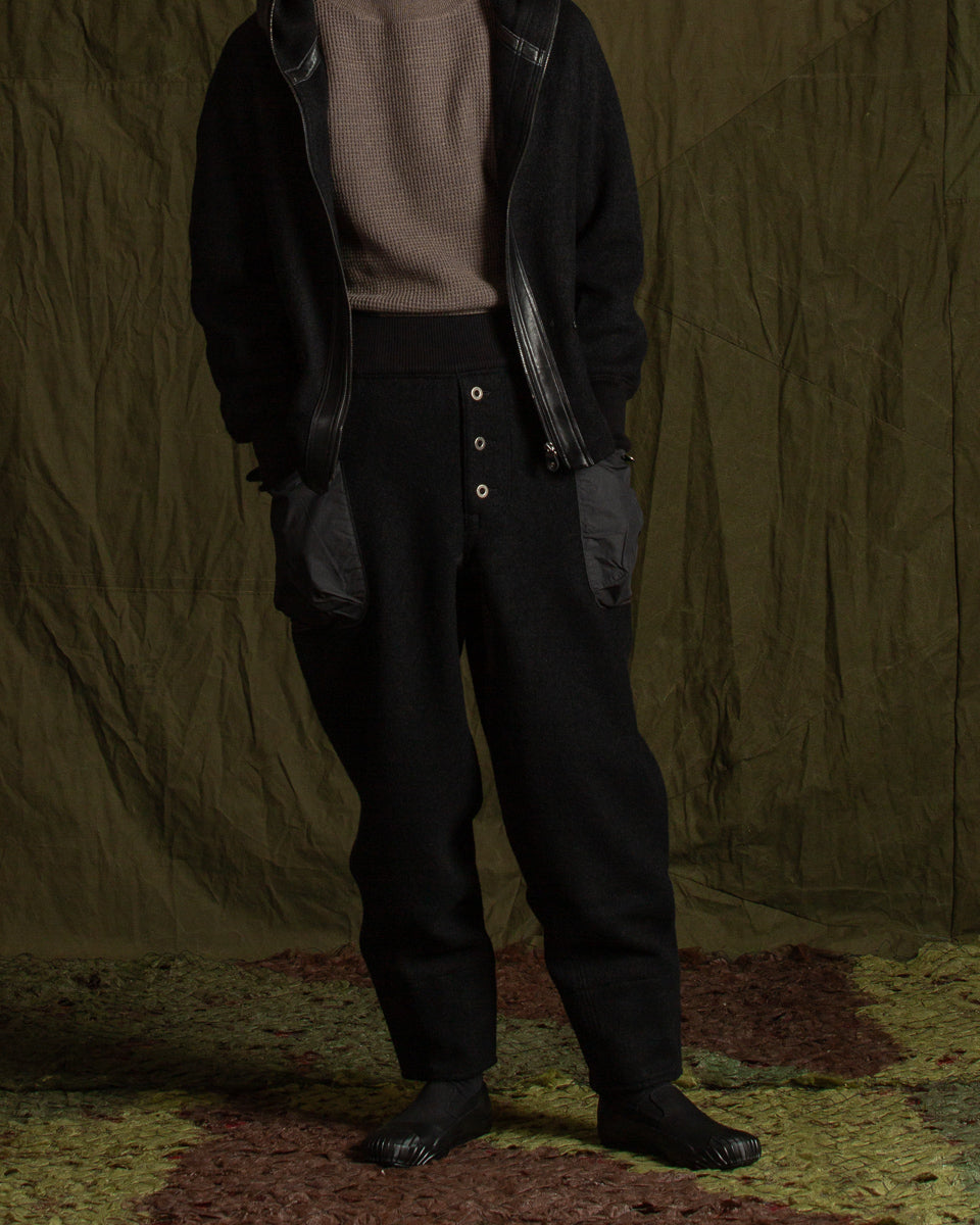 MotivMfg British Army Sweat Pants - Black Wool Boucle Knit - Standard & Strange
