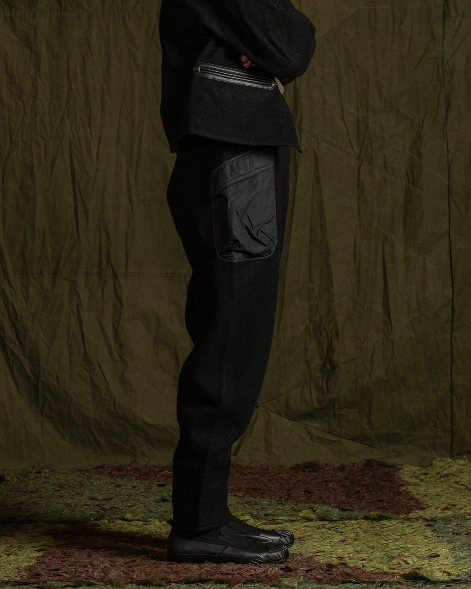 MotivMfg British Army Sweat Pants - Black Wool Boucle Knit - Standard & Strange