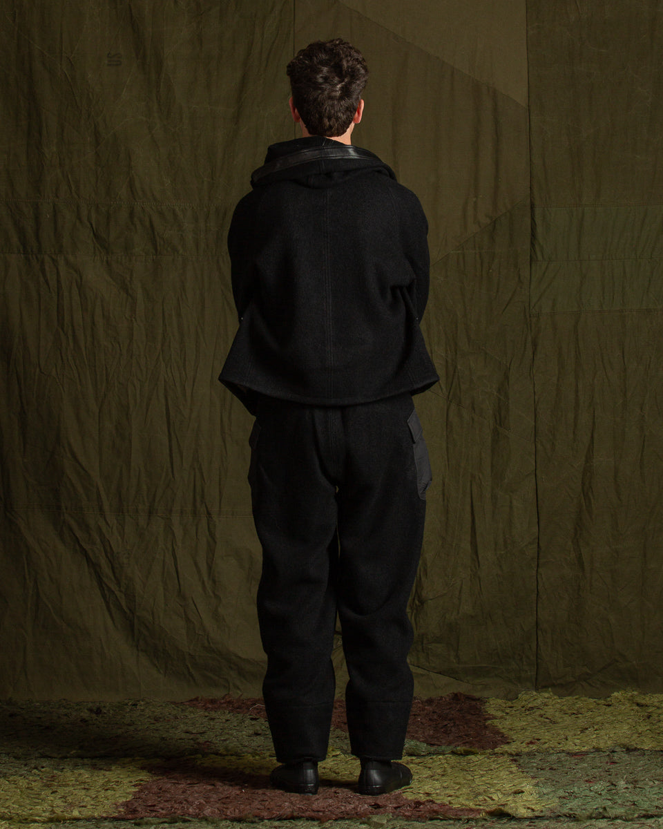 MotivMfg British Army Sweat Pants - Black Wool Boucle Knit - Standard & Strange