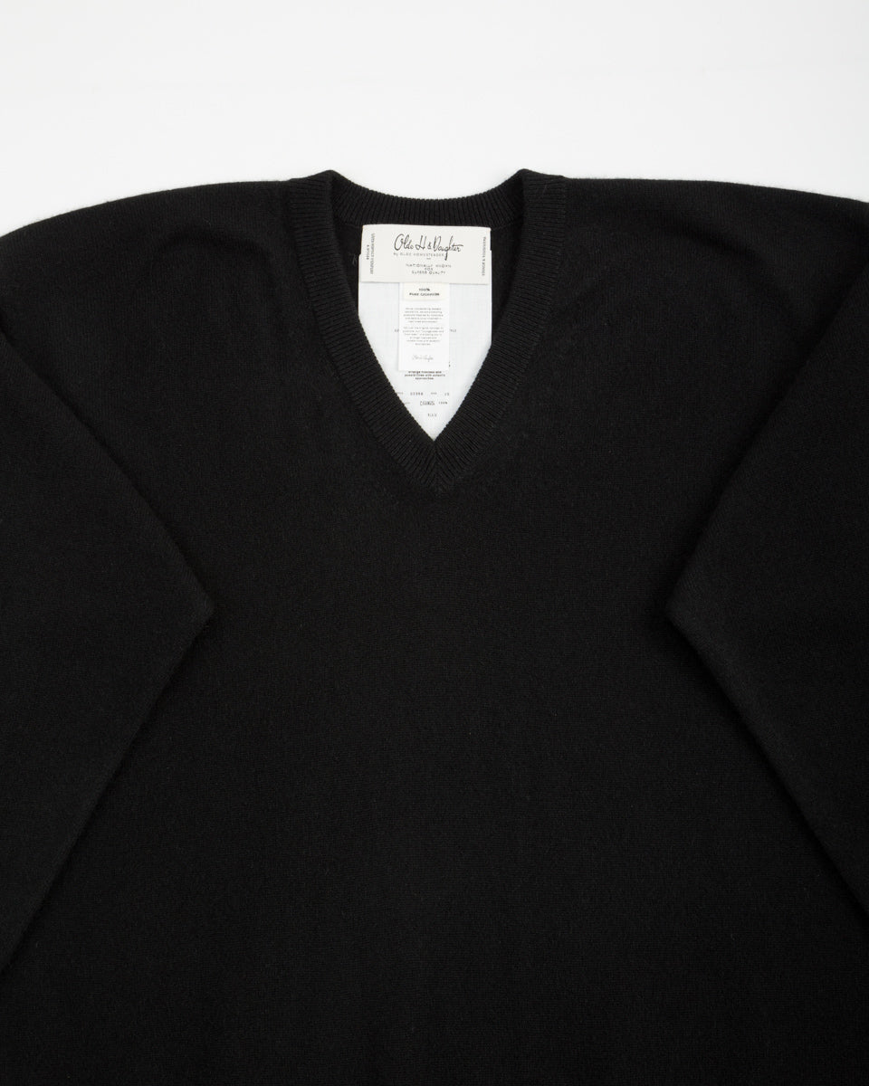 Olde H & Daughter Cashmere V Pullover - Black 10 - Standard & Strange