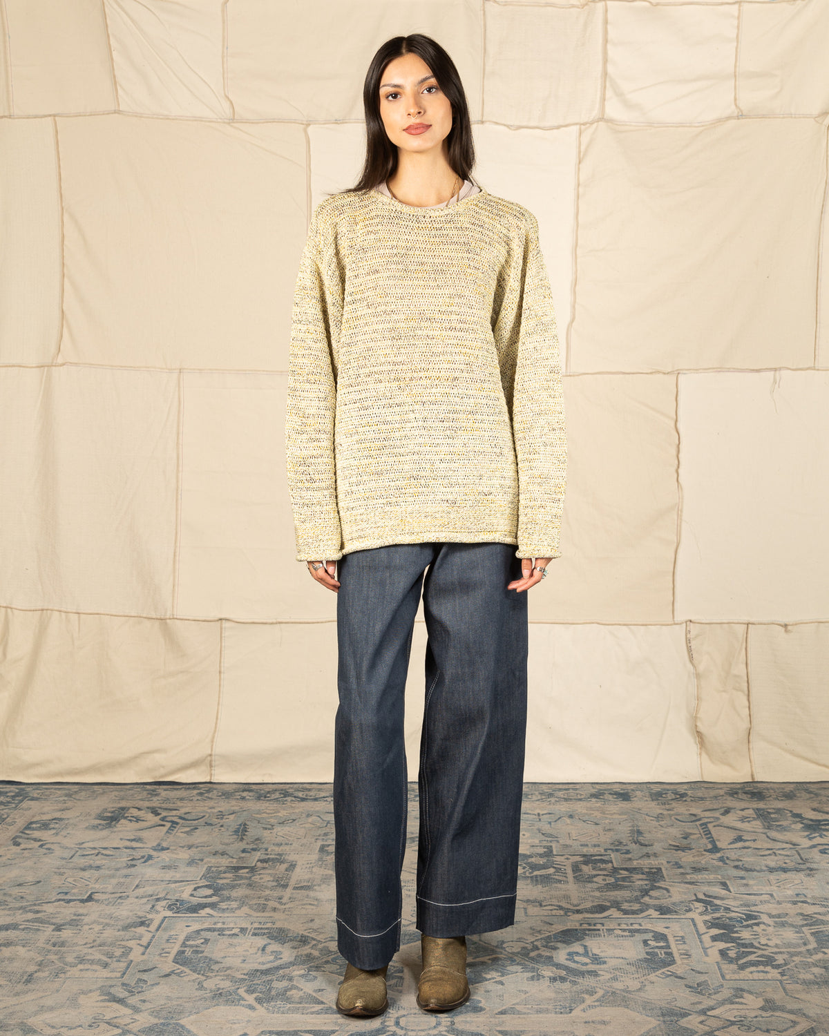 Olde H & Daughter Cotton Wrap Stitches Boat Neck Pullover - Desert 10 - Standard & Strange