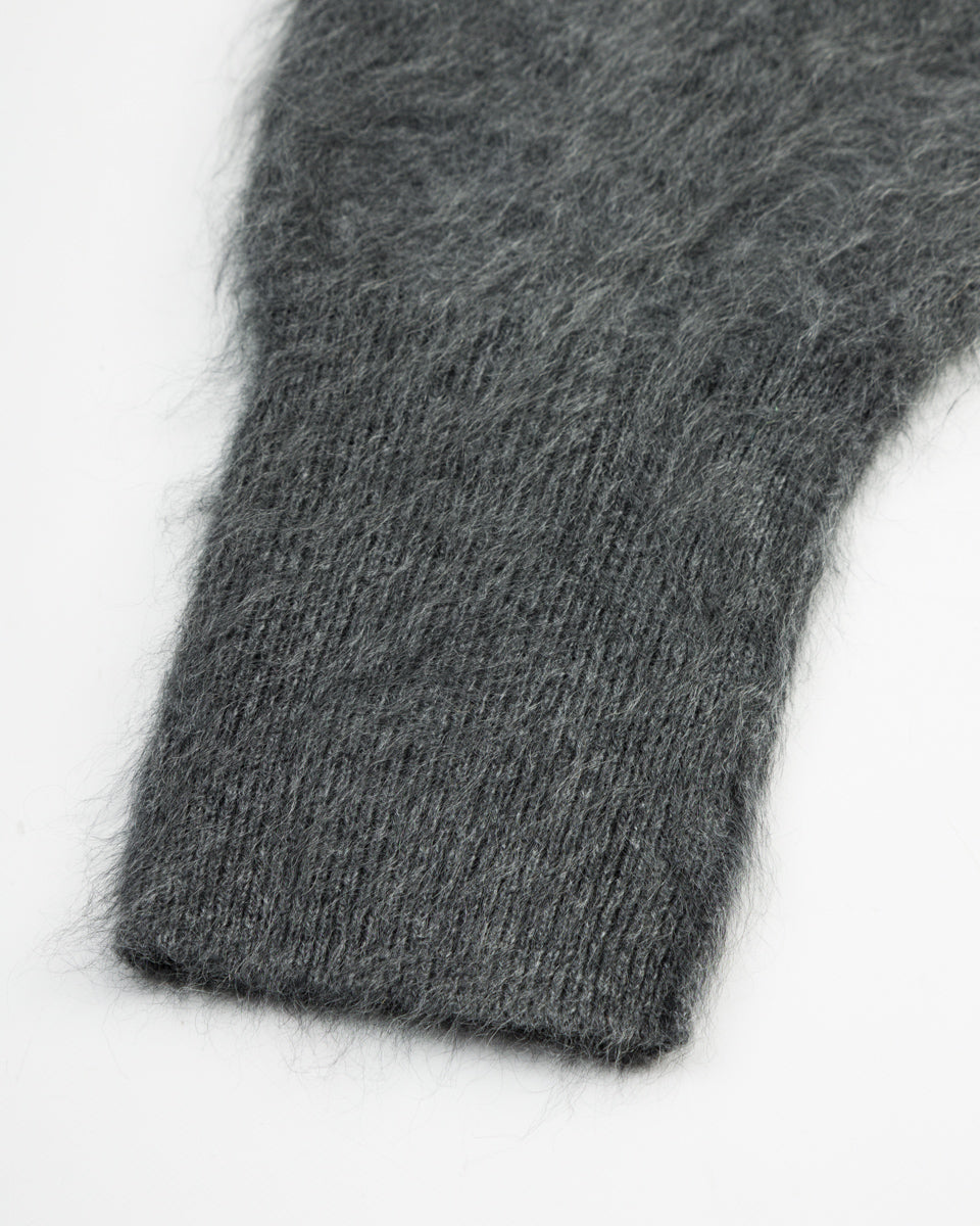 Olde H & Daughter Fur Cashmere V Pullover - Charcoal - Standard & Strange