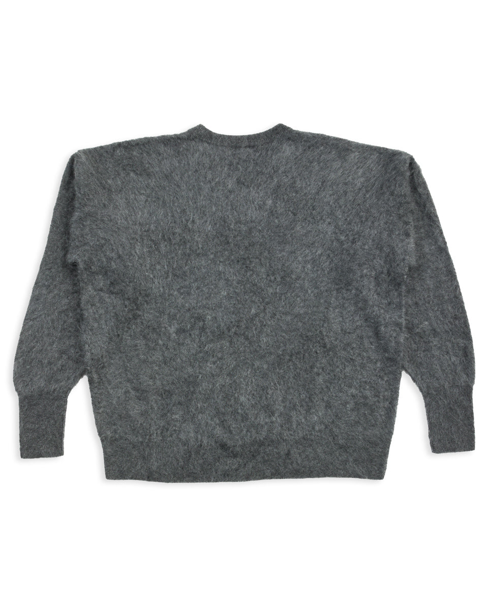 Olde H & Daughter Fur Cashmere V Pullover - Charcoal - Standard & Strange
