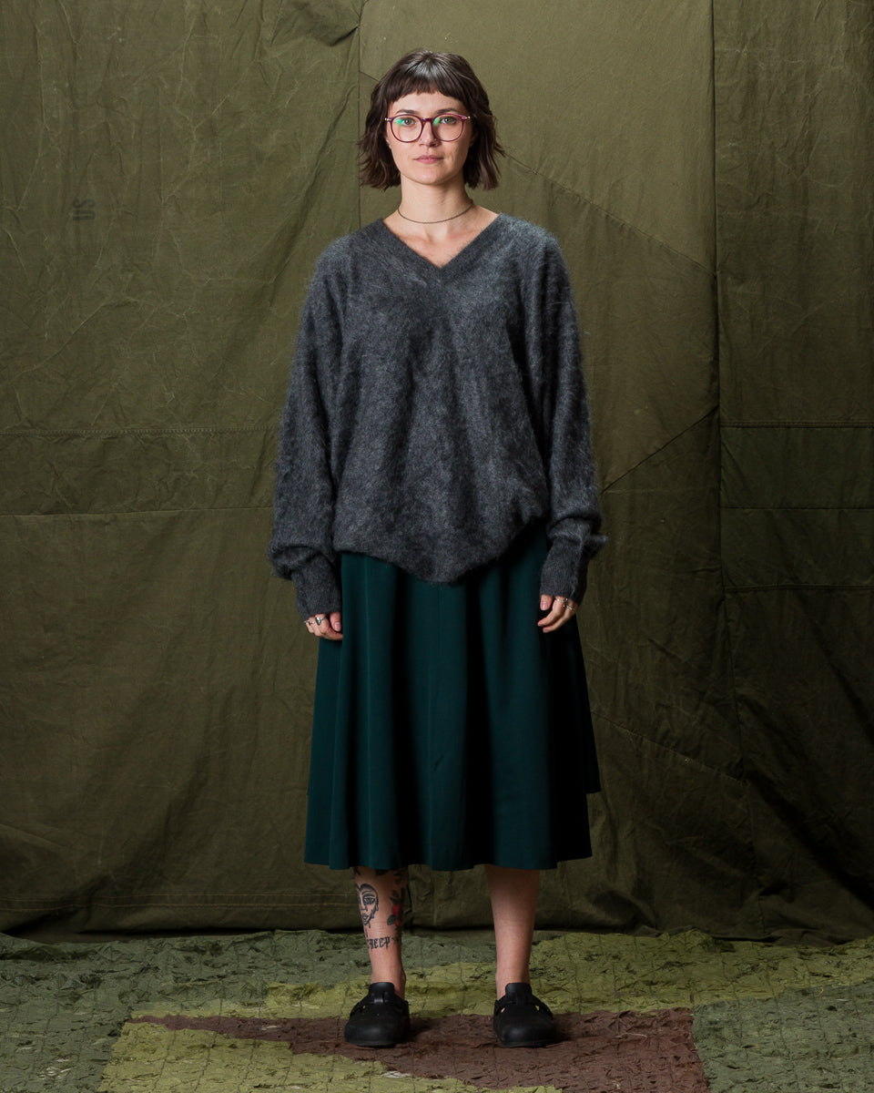 Olde H & Daughter Fur Cashmere V Pullover - Charcoal - Standard & Strange