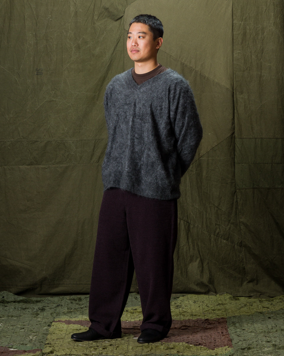 Olde H & Daughter Fur Cashmere V Pullover - Charcoal - Standard & Strange