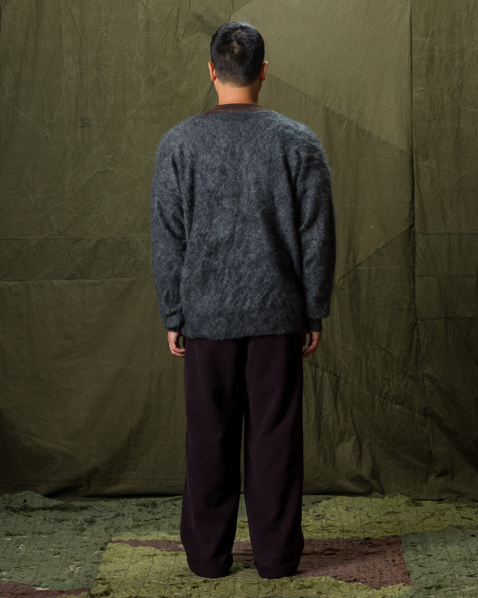 Olde H & Daughter Fur Cashmere V Pullover - Charcoal - Standard & Strange