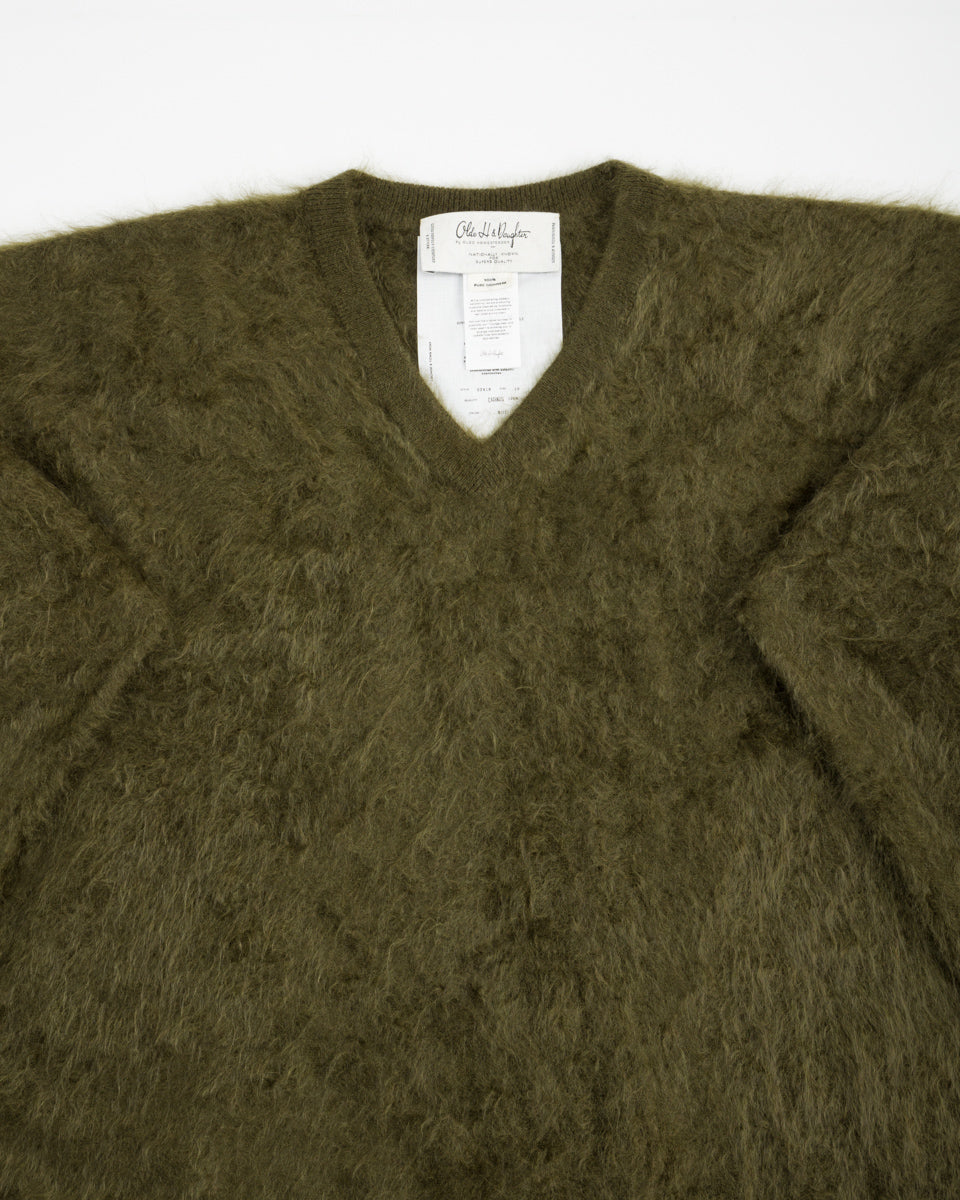 Olde H & Daughter Fur Cashmere V Pullover - Moss 10 - Standard & Strange