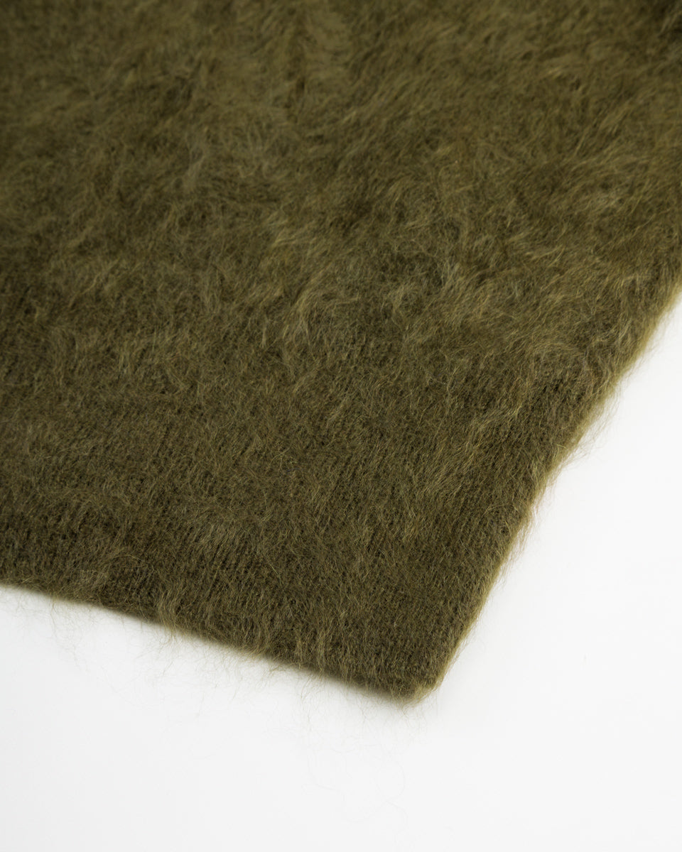 Olde H & Daughter Fur Cashmere V Pullover - Moss 10 - Standard & Strange