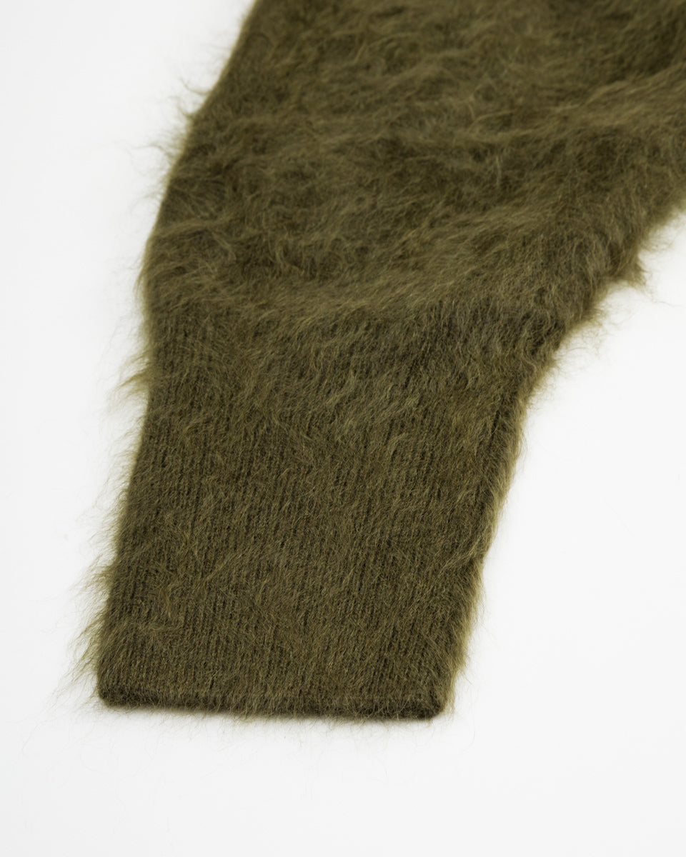 Olde H & Daughter Fur Cashmere V Pullover - Moss 10 - Standard & Strange