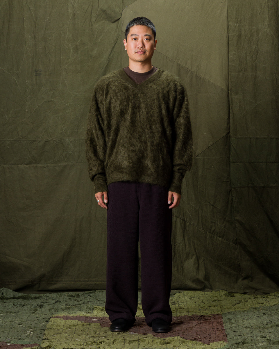 Olde H & Daughter Fur Cashmere V Pullover - Moss 10 - Standard & Strange