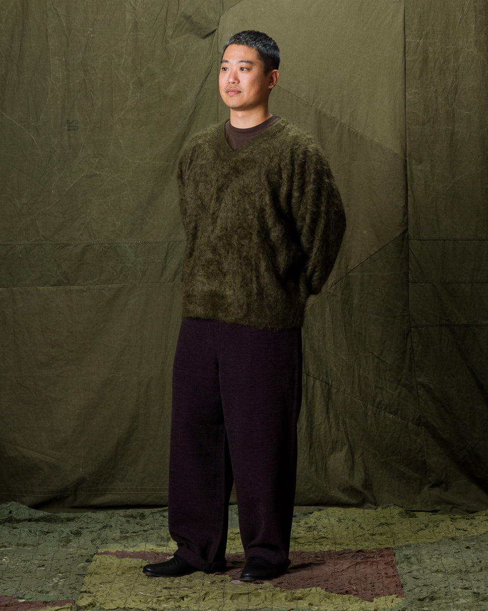 Olde H & Daughter Fur Cashmere V Pullover - Moss 10 - Standard & Strange