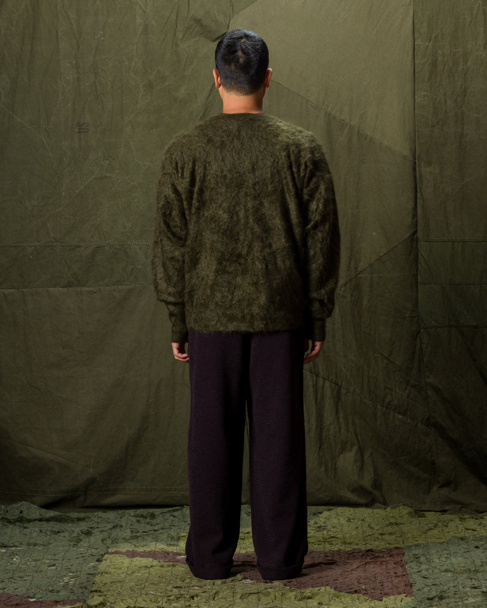 Olde H & Daughter Fur Cashmere V Pullover - Moss 10 - Standard & Strange