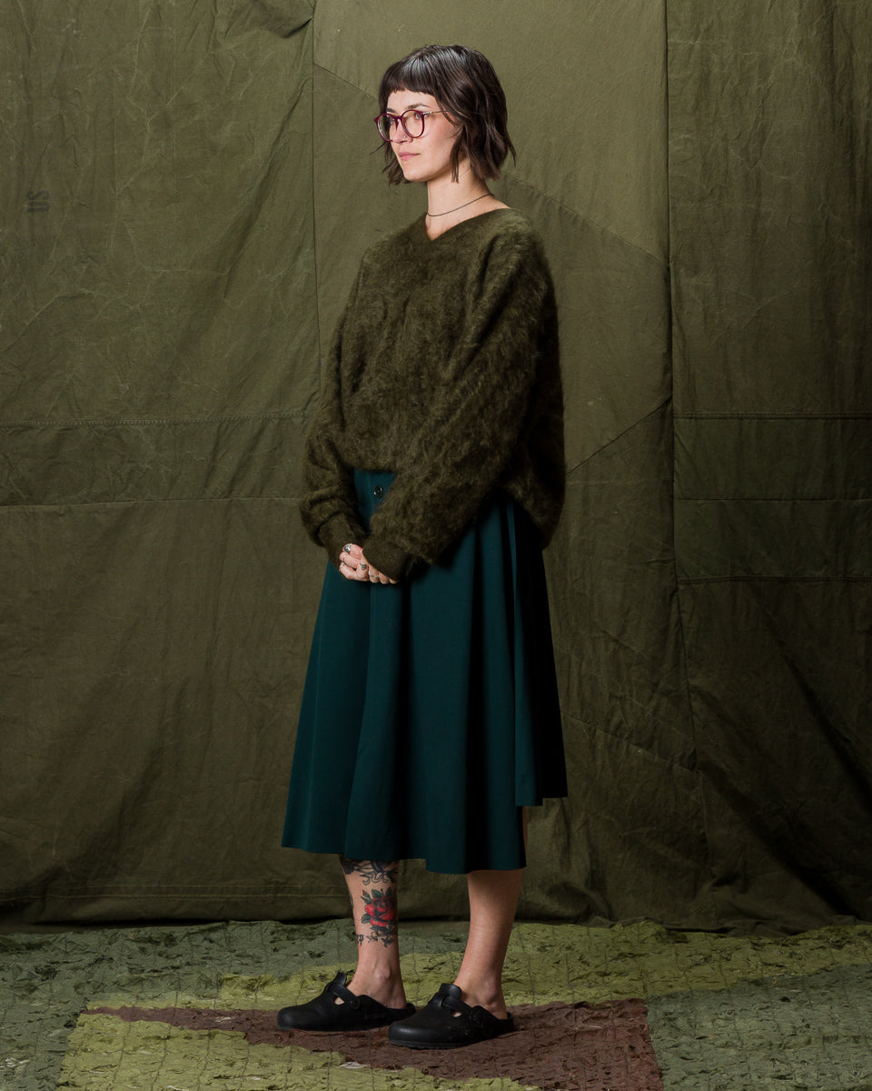 Olde H & Daughter Fur Cashmere V Pullover - Moss 10 - Standard & Strange