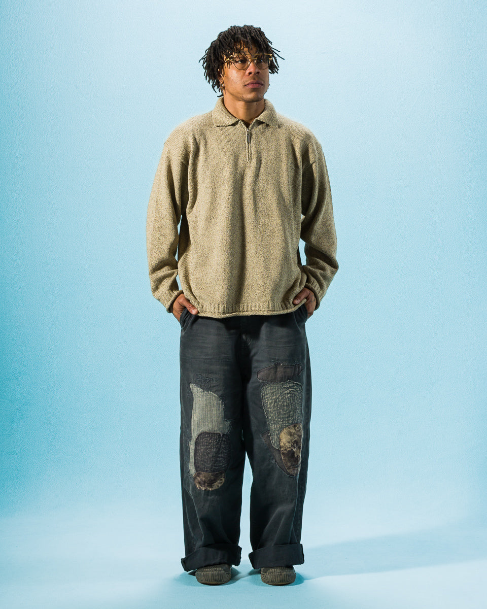 Olde H & Daughter Silk Cotton Half Zip Pullover - Sage Green 08 - Standard & Strange