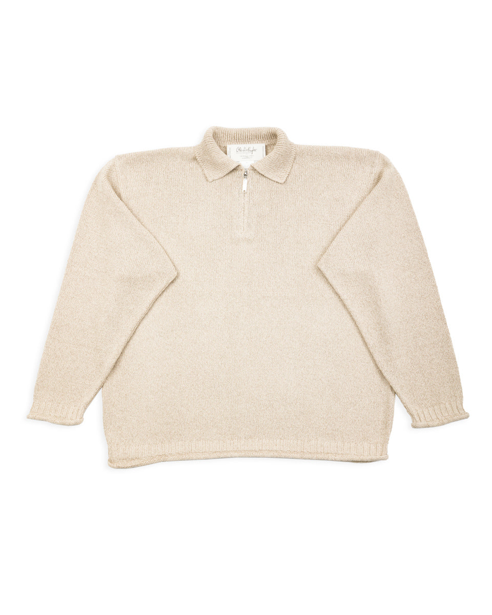 Olde H & Daughter Silk Cotton Half Zip Pullover - Stone 08 - Standard & Strange