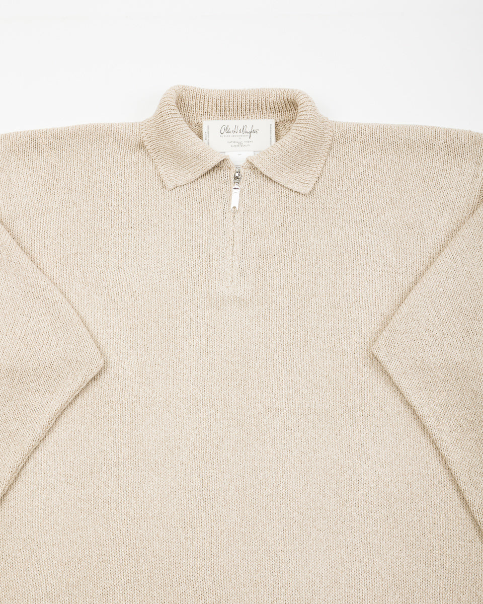 Olde H & Daughter Silk Cotton Half Zip Pullover - Stone 08 - Standard & Strange