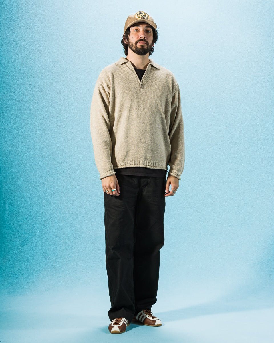 Olde H & Daughter Silk Cotton Half Zip Pullover - Stone 08 - Standard & Strange