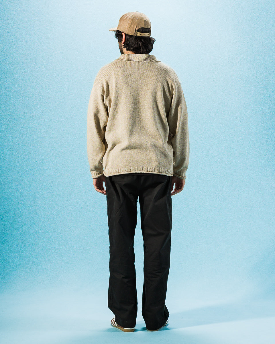 Olde H & Daughter Silk Cotton Half Zip Pullover - Stone 08 - Standard & Strange