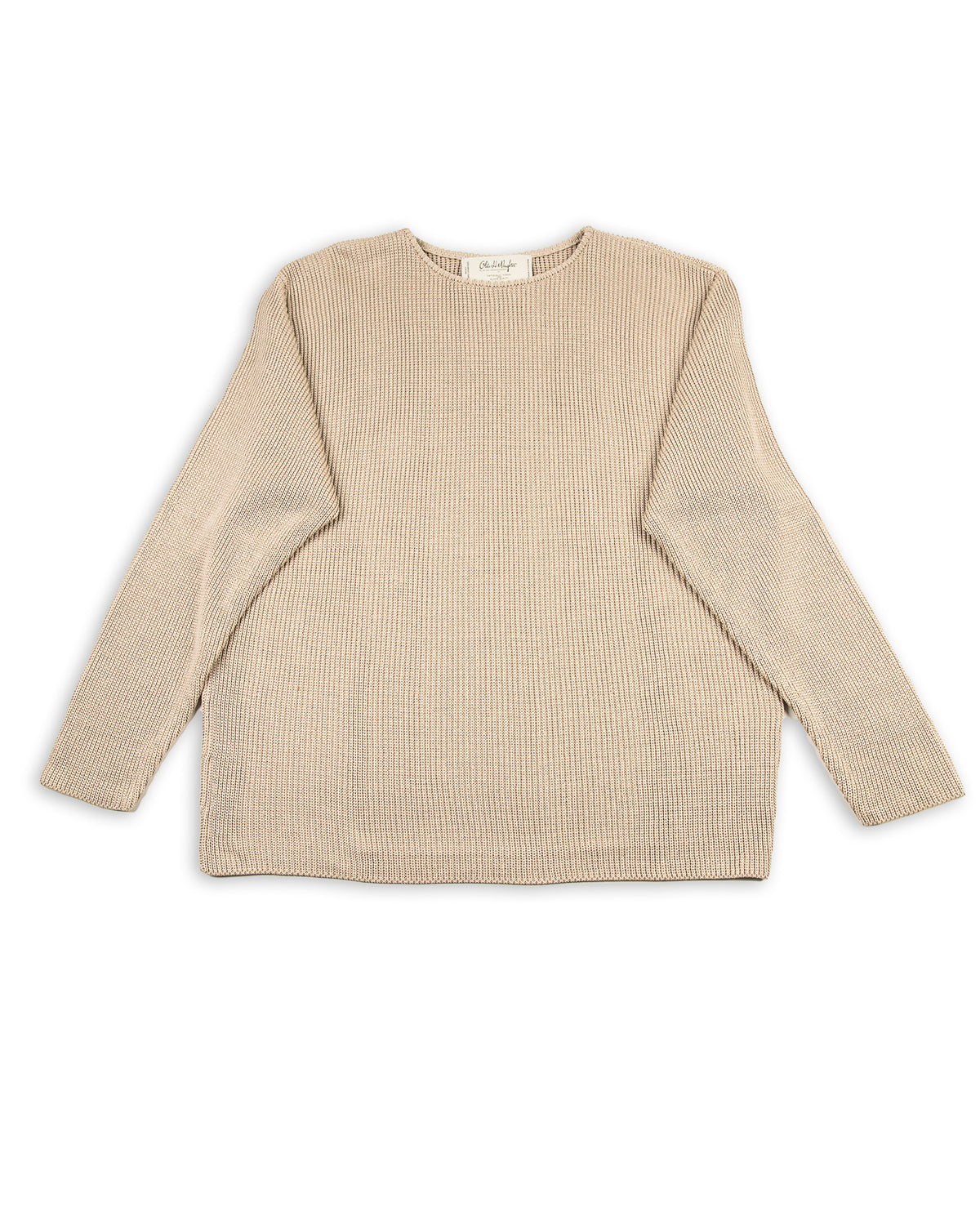 Olde H & Daughter Silk Hand Knitting Heavyweight Rib Pullover - Beige 8 - Standard & Strange