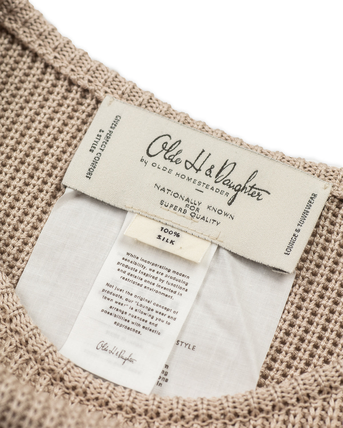 Olde H & Daughter Silk Hand Knitting Heavyweight Rib Pullover - Beige 8 - Standard & Strange