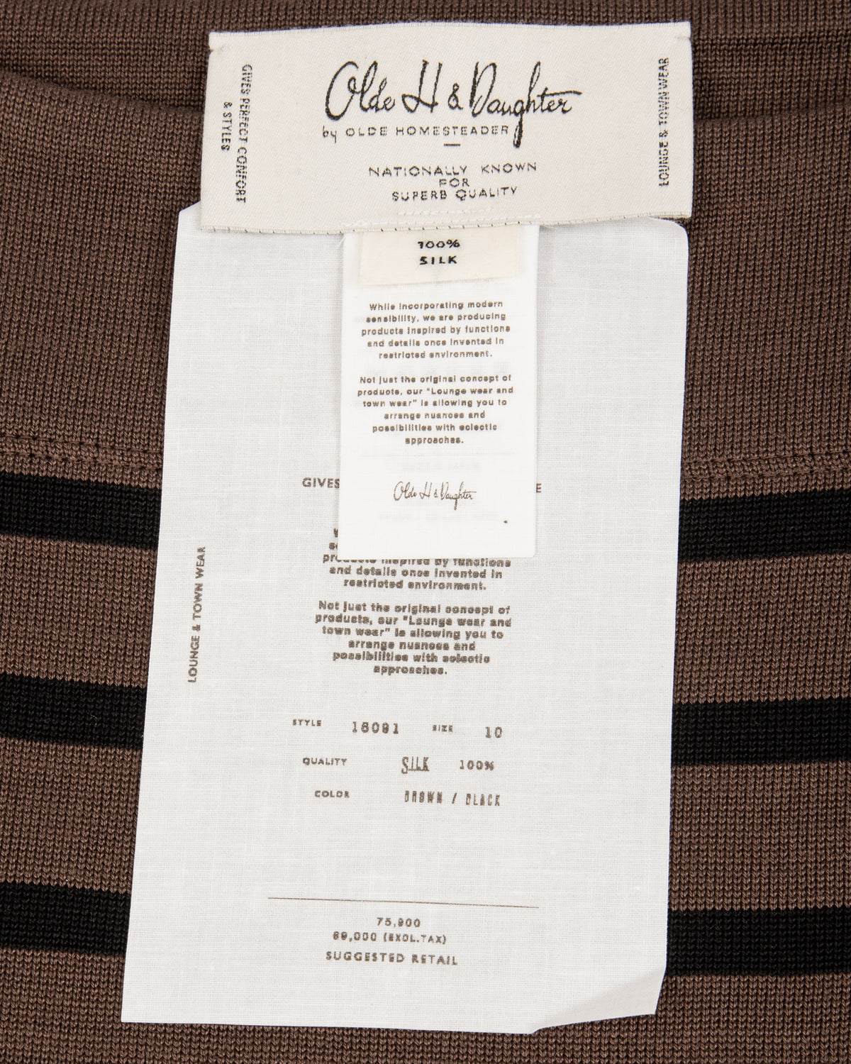 Olde H & Daughter Silk Heavy Weight Pullover - Brown/Black 10 - Standard & Strange