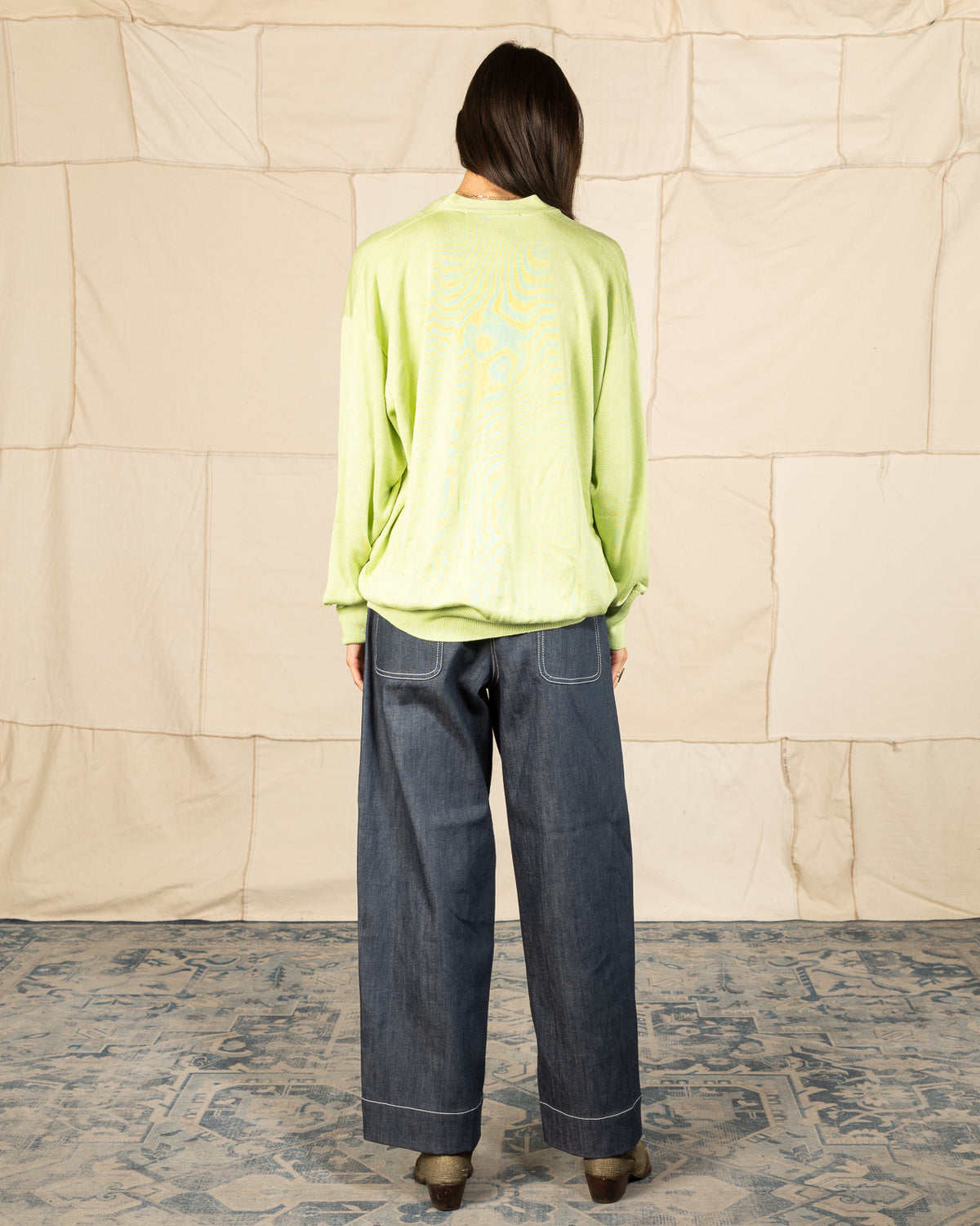 Olde H & Daughter Silk Plain Stitch V Neck Cardigan - Pistachio 10 - Standard & Strange