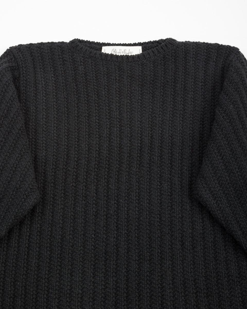 Olde H & Daughter Slub Cashmere Boat Pullover - Black 10 - Standard & Strange