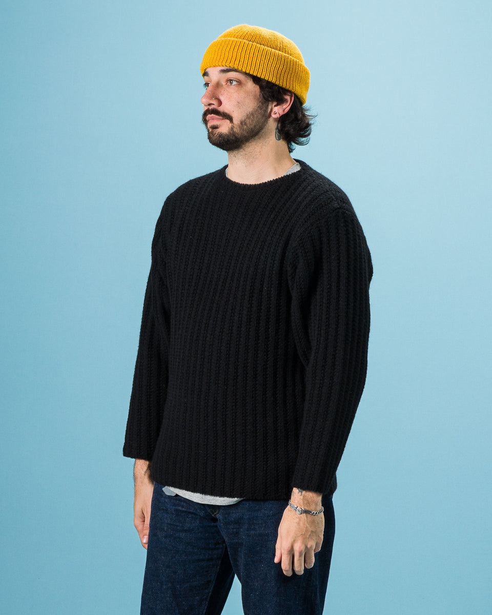Olde H & Daughter Slub Cashmere Boat Pullover - Black 10 - Standard & Strange
