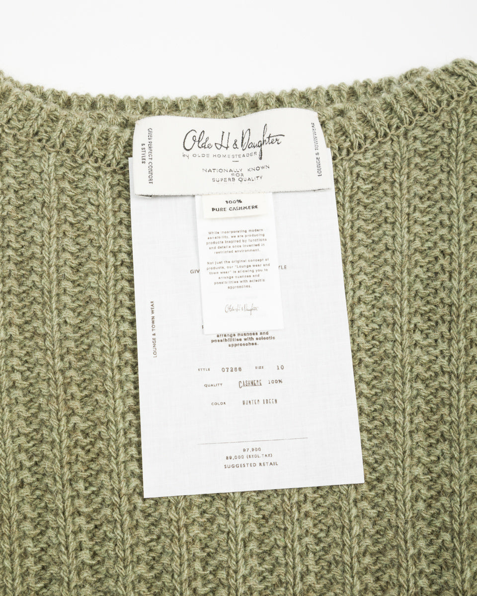 Olde H & Daughter Slub Cashmere Boat Pullover - Hunter Green 10 - Standard & Strange