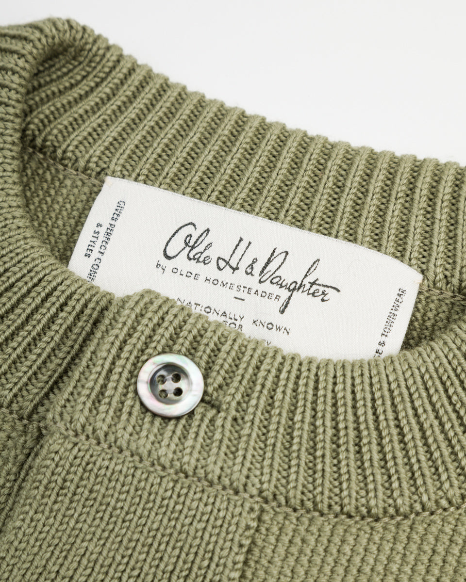 Olde H & Daughter Wool Henley Neck L/S - Smoke Moss 10 - Standard & Strange