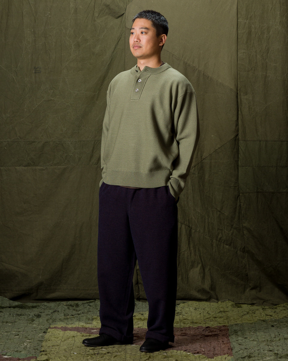 Olde H & Daughter Wool Henley Neck L/S - Smoke Moss 10 - Standard & Strange