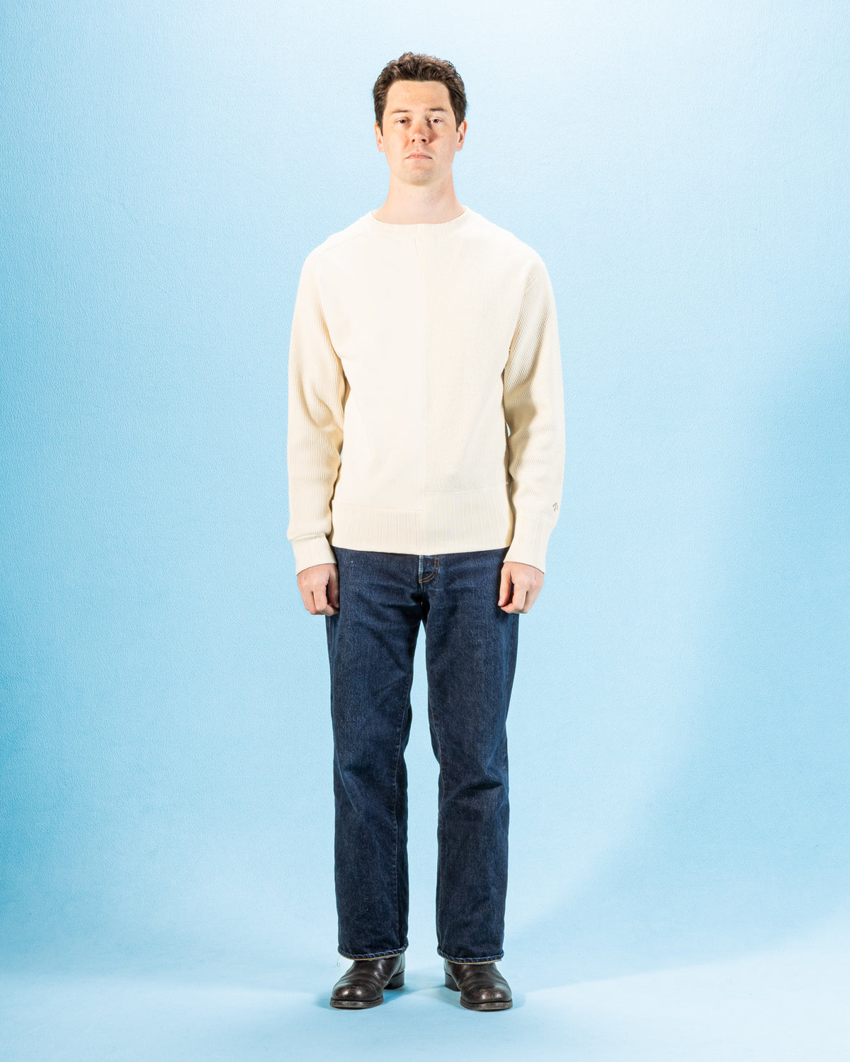 Nigel Cabourn Army Crew L/S - Ivory Jersey Mix - Standard & Strange