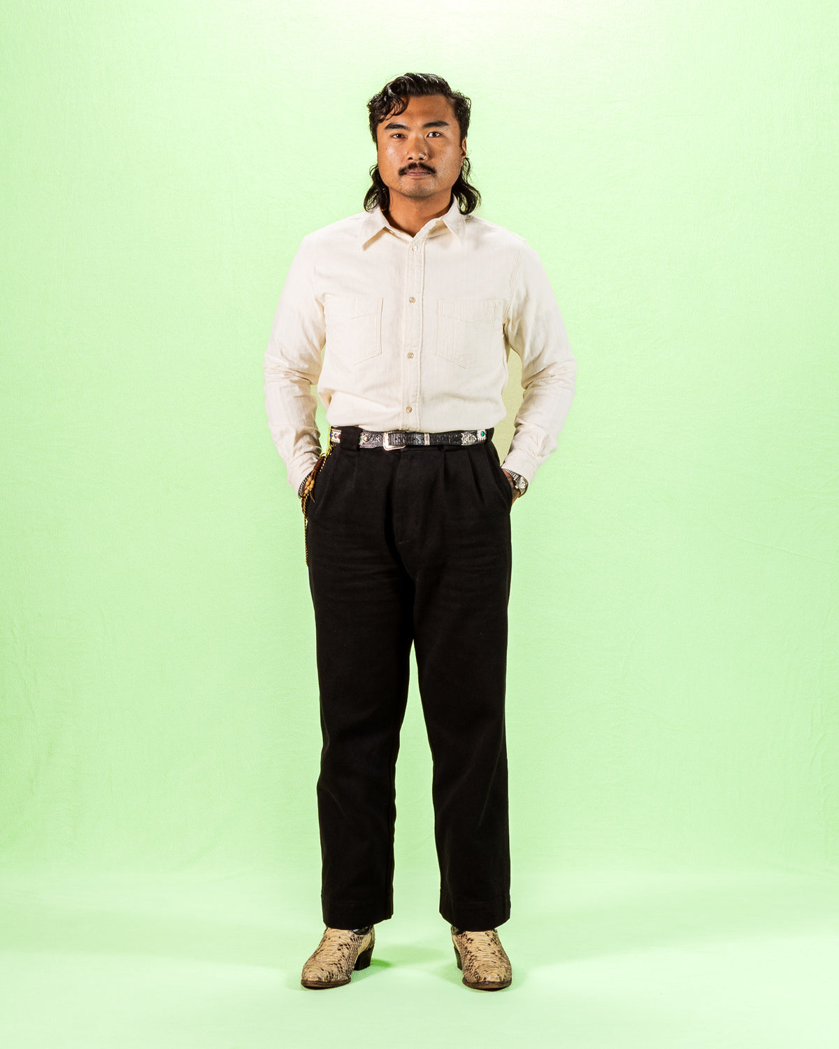 Prequel Classic Stripe Shirt - Beige Jacquard - Standard & Strange