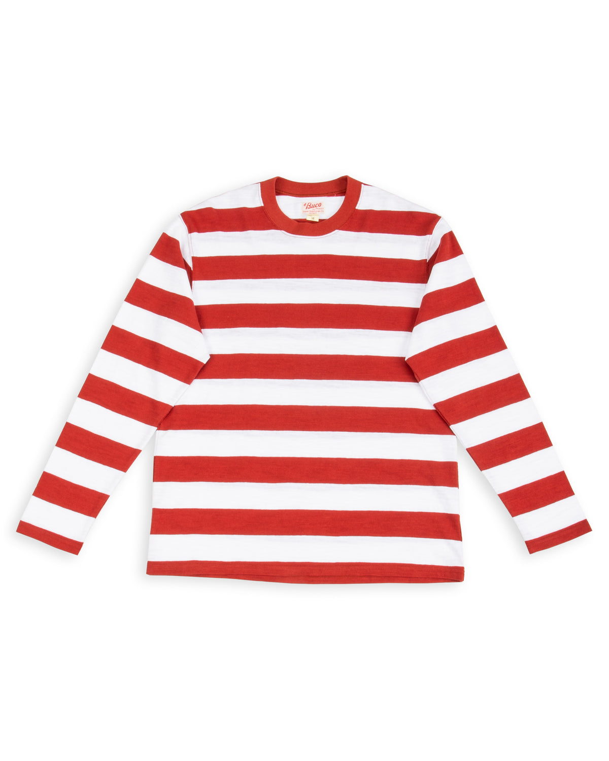 The Real McCoy's Buco Stripe Tee L/S - White/Red - Standard & Strange