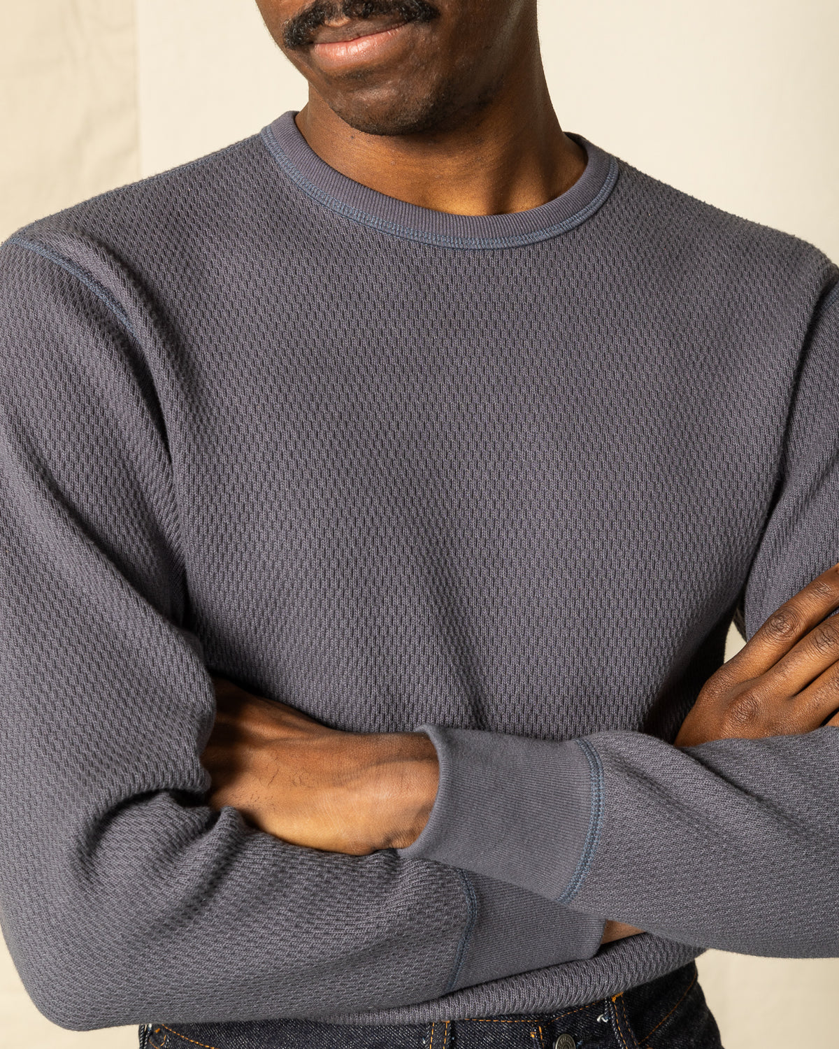 The Real McCoy's Honeycomb Thermal Shirt - Ink Blue - Standard & Strange