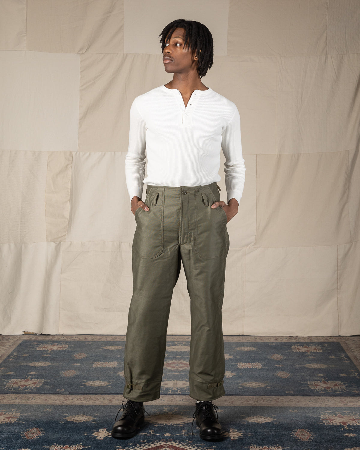 The Real McCoy's U.S.N. A-2 Deck Trousers - Olive - Standard & Strange