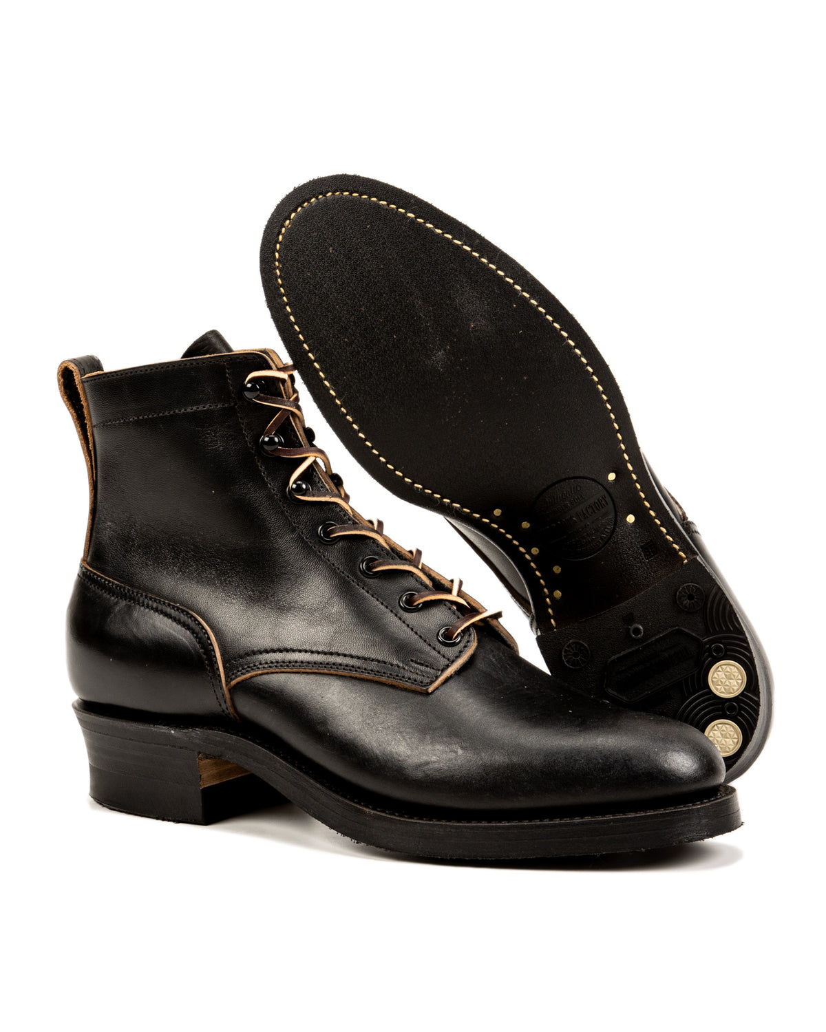 Rolling Dub Trio Griffin Plain Toe Boots - Black Horsebutt - Standard & Strange