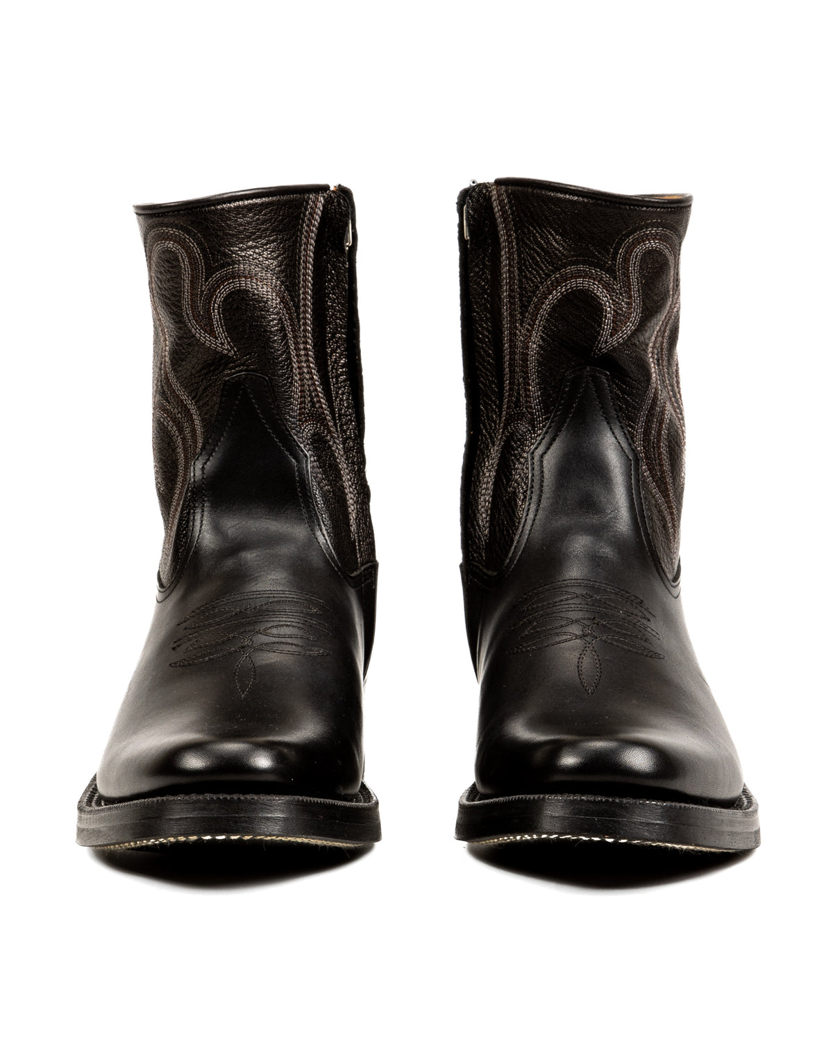 Rolling Dub Trio Loro Side Zip - Goat/Calf Black Flame Embroidery - Standard & Strange