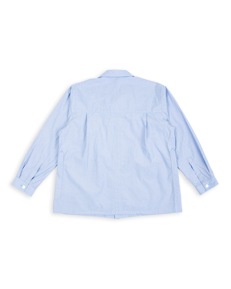 Senui Big Pockets Overshirt - Sax Supima Compact Stripe - Standard & Strange