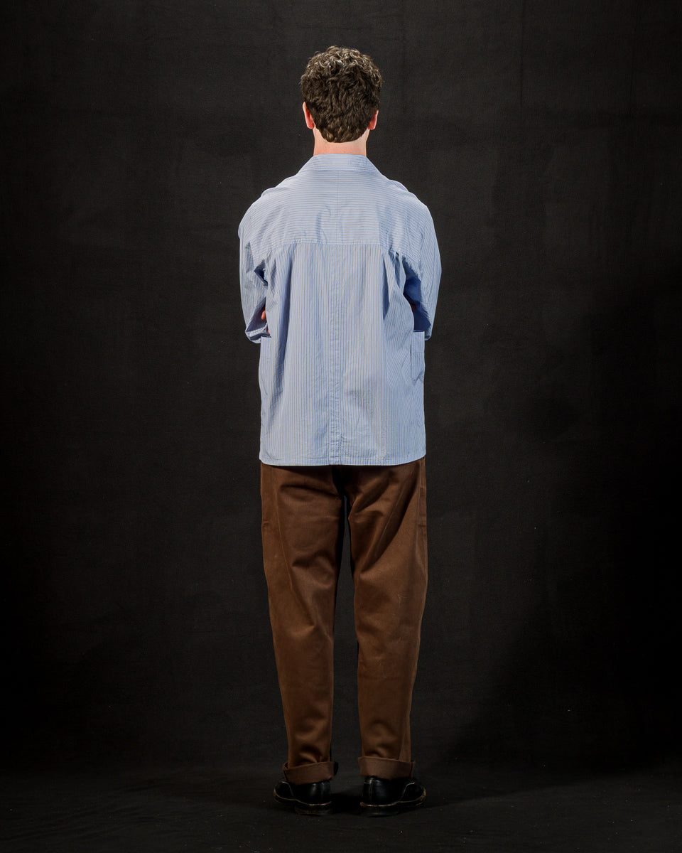 Senui Big Pockets Overshirt - Sax Supima Compact Stripe - Standard & Strange
