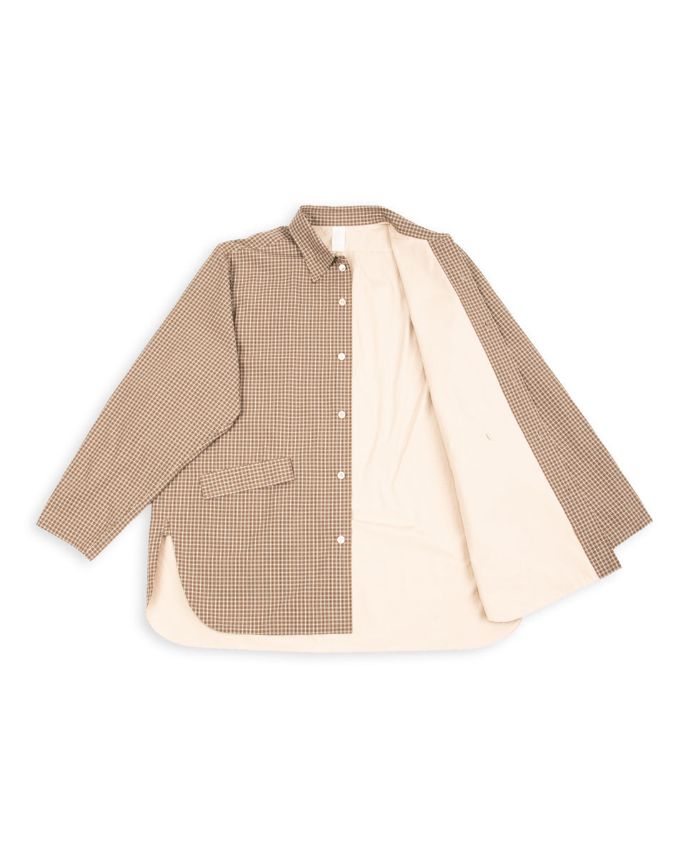 Senui Cover Shirt - Brown Organic Washer Check - Standard & Strange