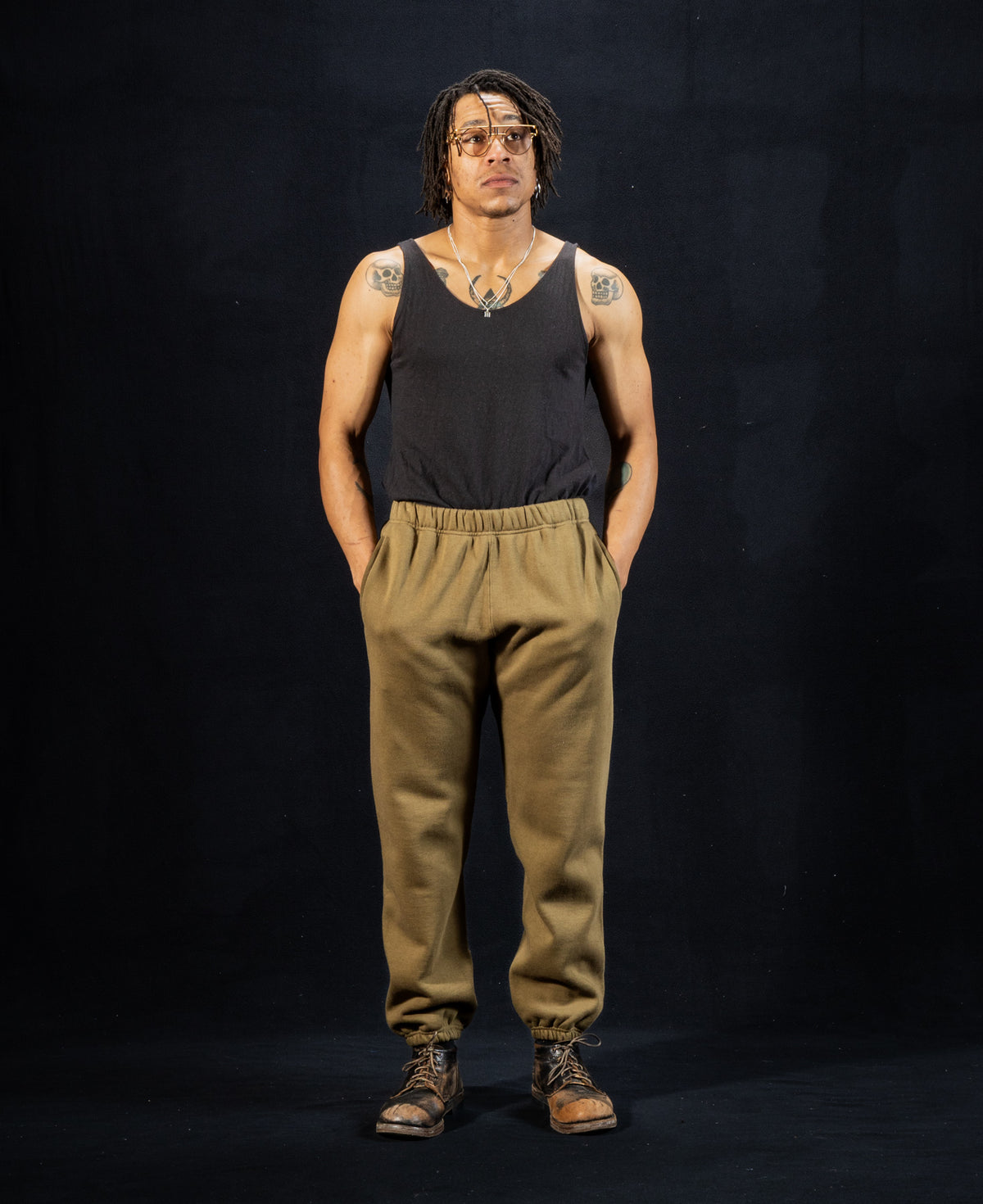The Real McCoy's 10 oz. Loopwheel Sweatpants - Olive - Standard & Strange
