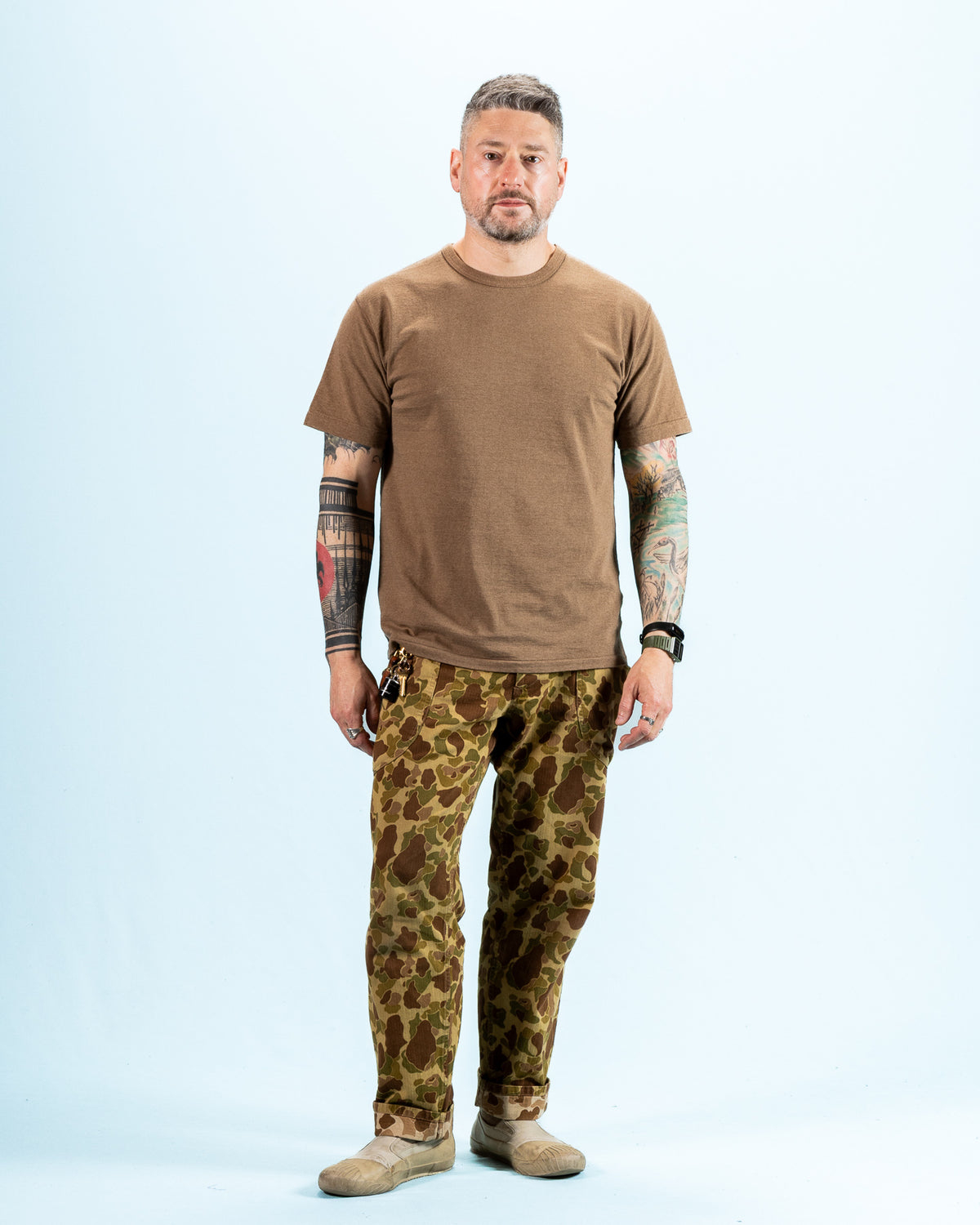 Wonder Looper Iron Mordant Foxfibre® Tsuriami Crewneck T-shirt - Coyote 70 - Standard & Strange