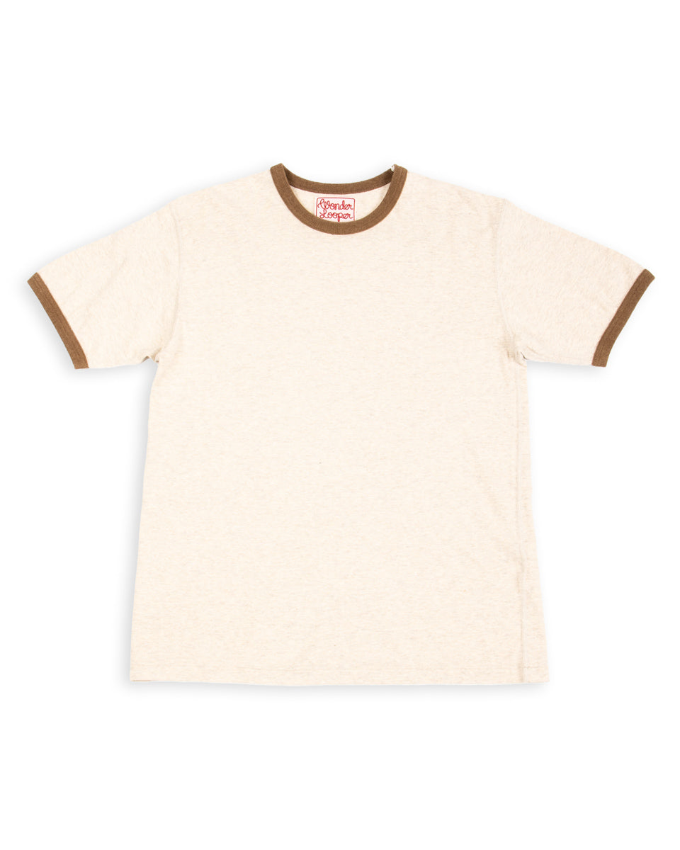 Wonder Looper Recycled Cotton Foxfibre® Ringer Tee - Stone - Standard & Strange