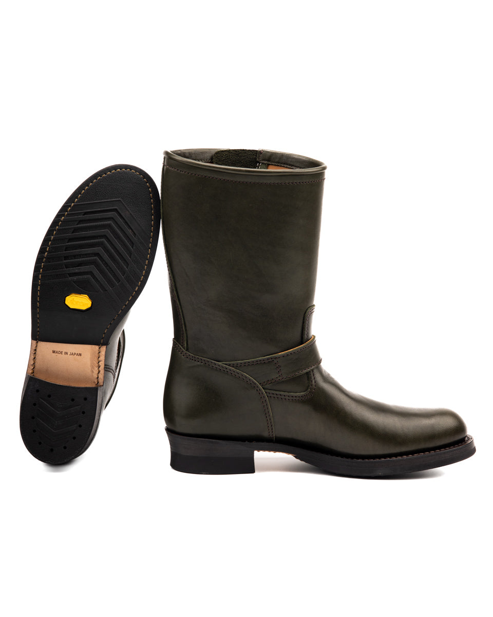 Y'2 Leather Engineer Boot - Olive Eco Horse (EB-01) - Standard & Strange